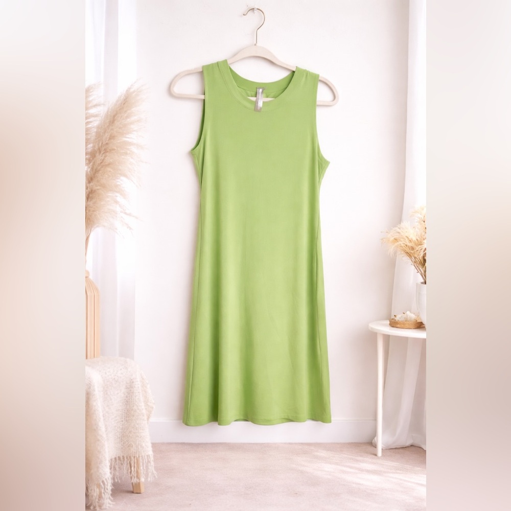 Norma Kamali Lime Green Sleeveless Shift Dress Size S / 36